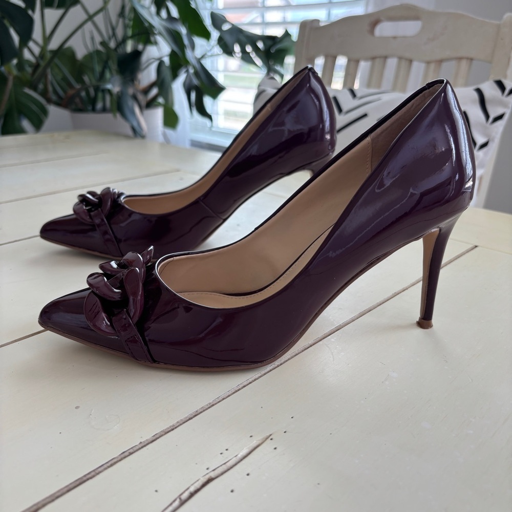 Steve Madden Lalette Chainlink Burgundy Pump Heel Women’s Size 7.5 M - Picture 13 of 15